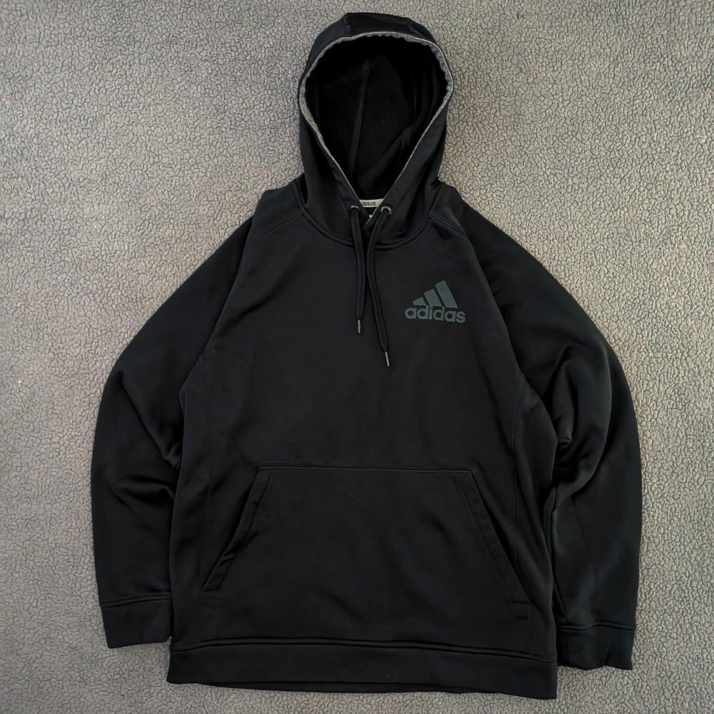 Adidas Team Issue Climawarm Hoodie Mens Large Black Fleece Pullover Sweatshirt